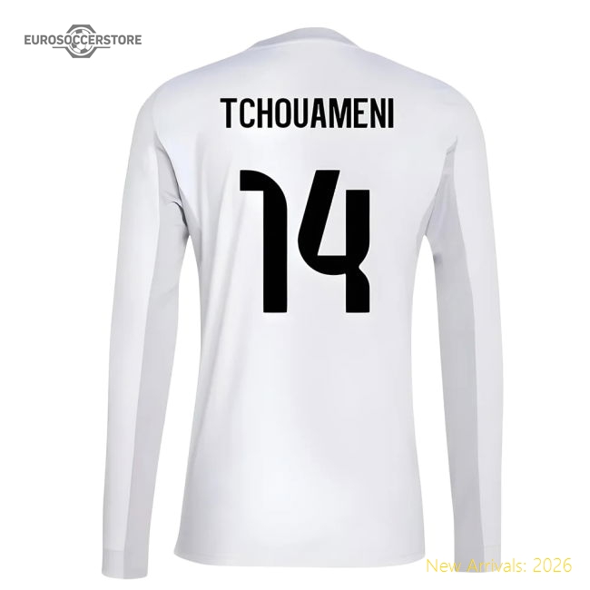 Match-Day 2025-2026 Real Madrid Long Sleeve Home Shirt (Tchouameni 14)