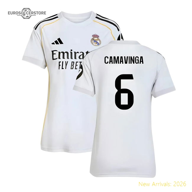 2025-2026 Real Madrid Home Jersey (womens) (camavinga 6)