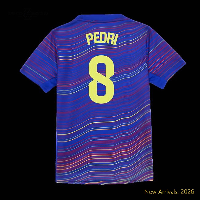 2025-2026 Barcelona Academy Pro Pre Match Shirt (Blue) - Kids (Pedri 8)