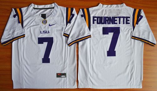 Men's LSU Tigers LA #7 Fournette White White 2015 stitched home