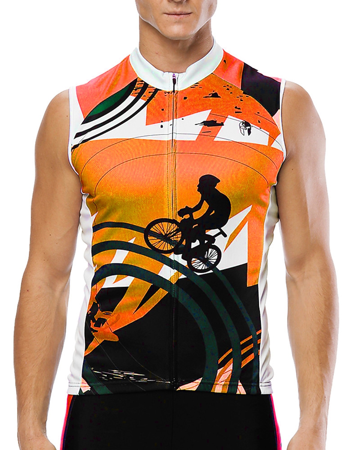 Men's Cycling Jersey Patterned Graffiti Funny Sleeveless Bike Jersey Top with 3 Rear Pockets UV Resistant Reflective Strips Compression Back Pocket Sports Blue Yellow Red Clothing Apparel