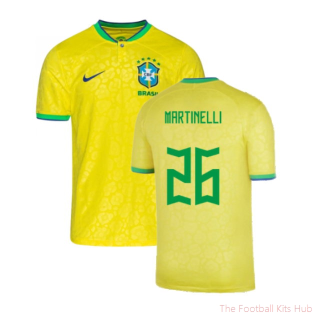 [JED] 2022/23 Brazil Little Boys Home Shirt (Martinelli 26)