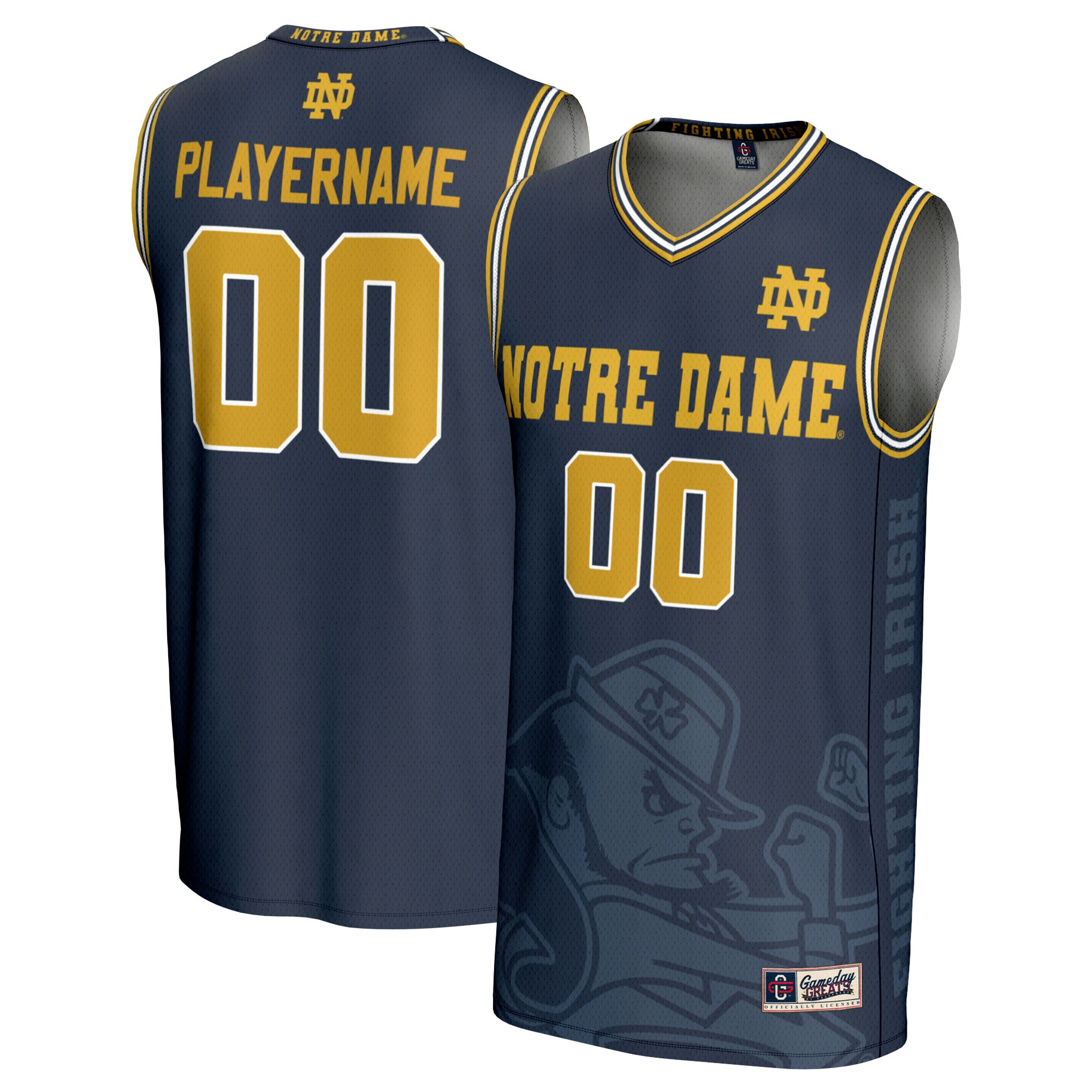 [DDG] Notre Dame Fighting Irish GameDay Greats Youth NIL Pick-A-Player Women's Basketball Lightweight Icon Print Jersey - Navy