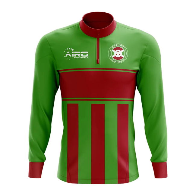 Top-Tier Burundi Concept Football Half Zip Midlayer Top (Green-Red)