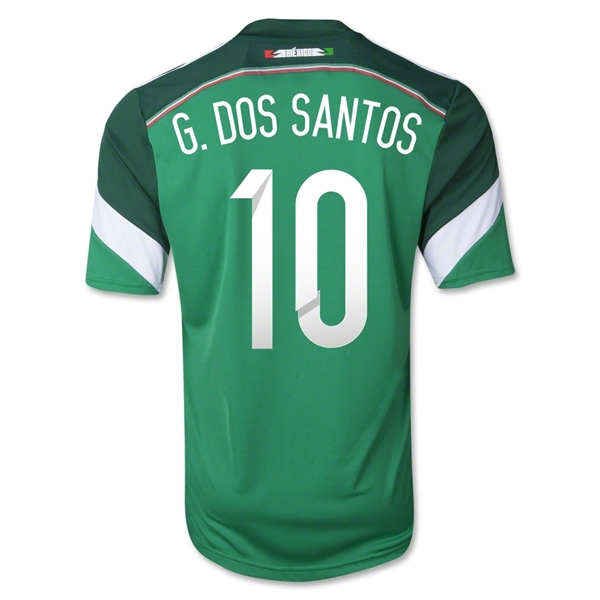 2014 Mexico 10 GDOS SANTOS Home Green Soccer Jersey Shirt - Official
