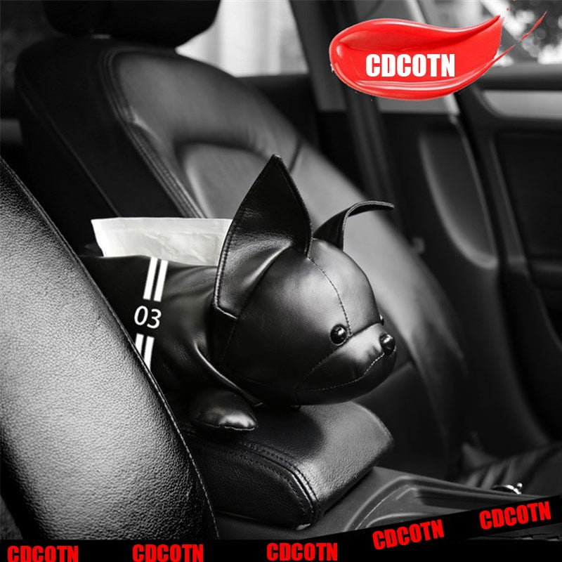 Frenchie Cartoon Style Car Armrest Tissue Box - Fun & Functional