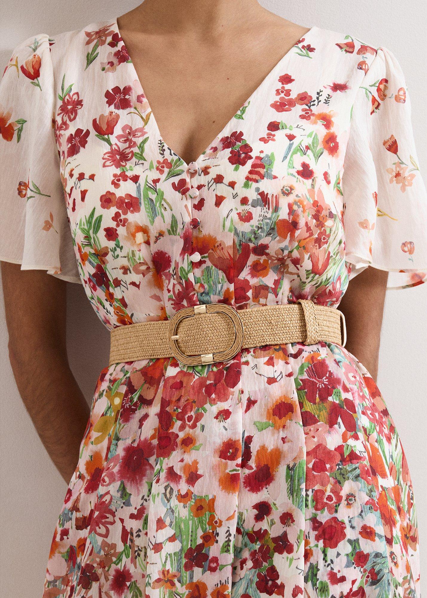 Petite Lovette Cream Floral Midi Dress