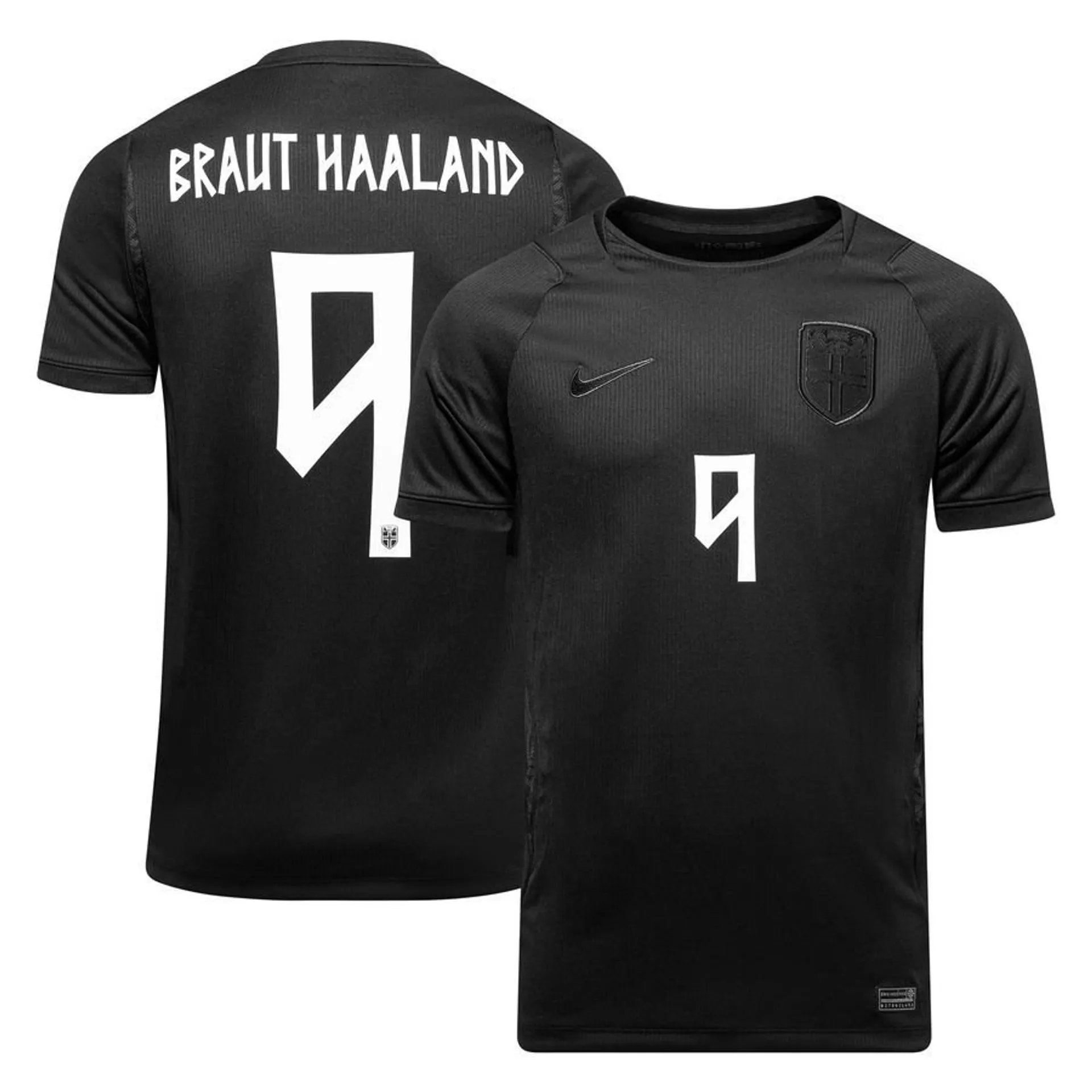 Kids Norway 2026 World Cup Away Jersey - Braut Haaland #9 | All-Black Fan Edition