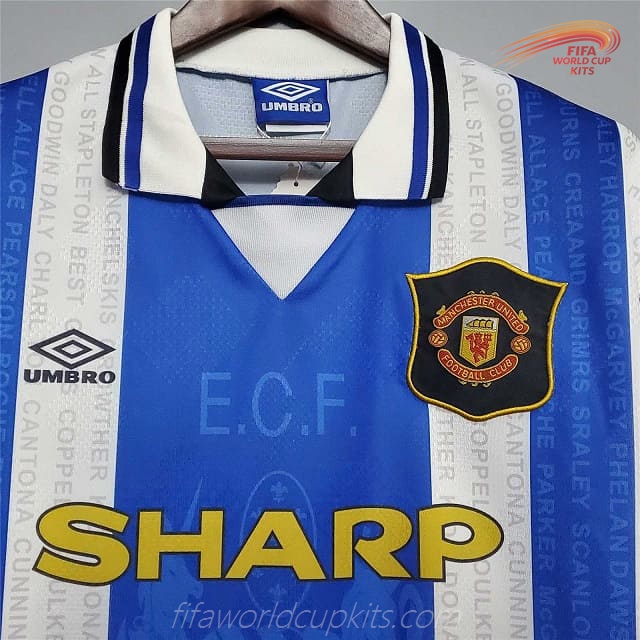 Manchester United 94-96 Away Blue Football Kit