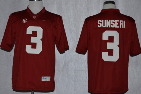 Men's Alabama Bama Red 2014 high quality Vinnie Sunseri #3 stitched