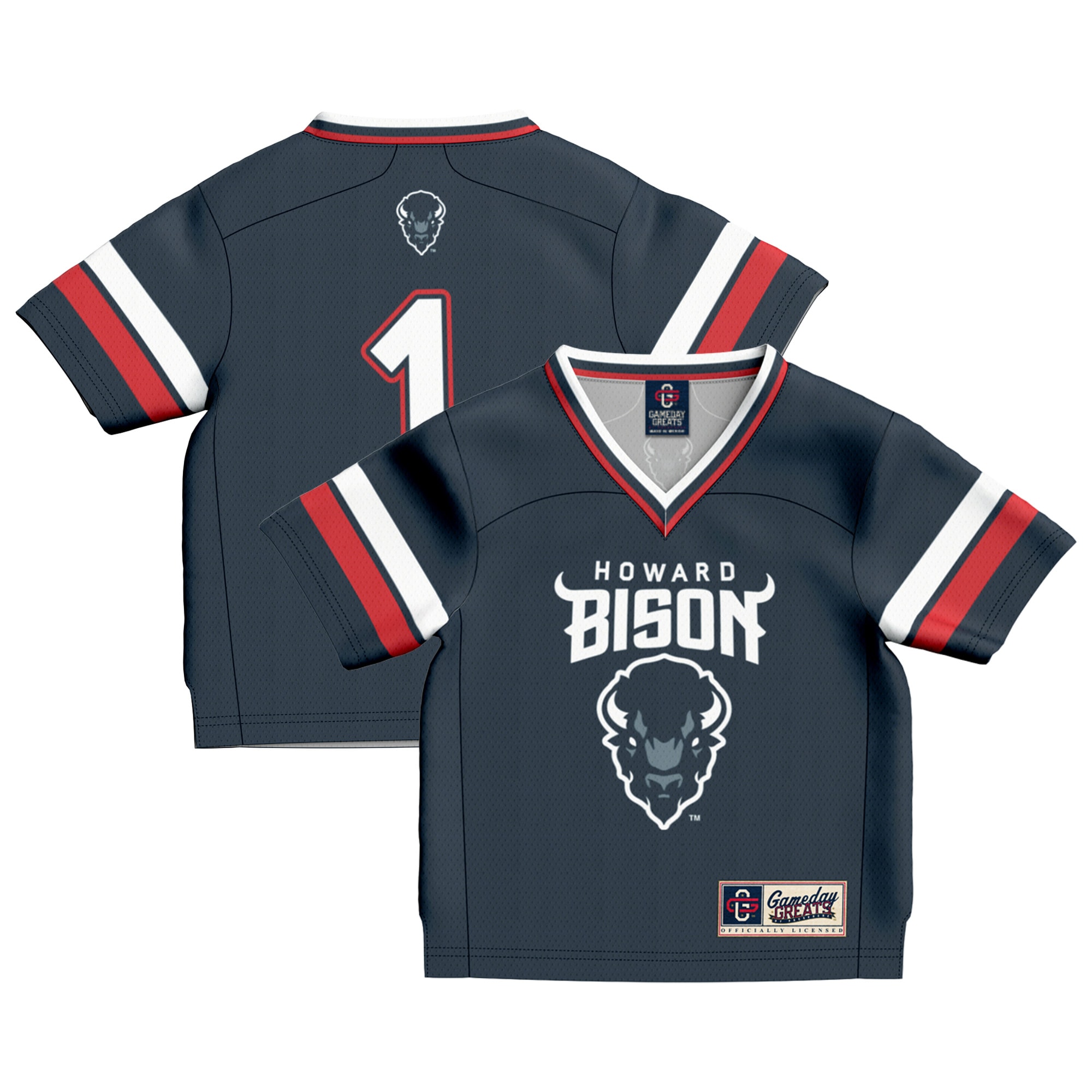 [NJP] Howard Bison GameDay Greats Toddler Collegiate Football Fashion Jersey - Navy