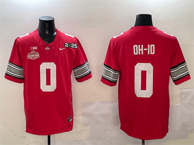 Men's OSU Ohio #0 None Red 2025 stitched official Jersey replica