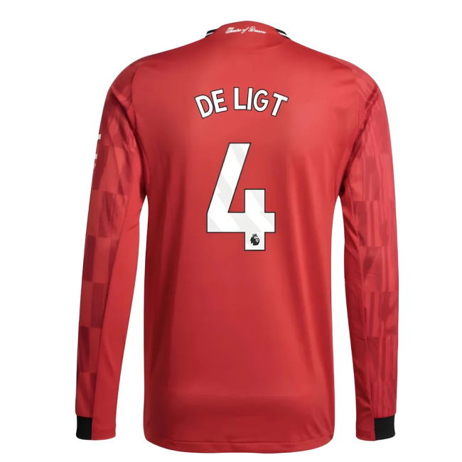 Football Man Utd Authentic Long Sleeve Home Shirt De Ligt #4 Top T...