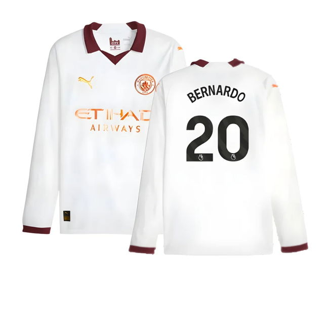 2023-2024 Man City Long Sleeve Away Shirt (BERNARDO 20)
