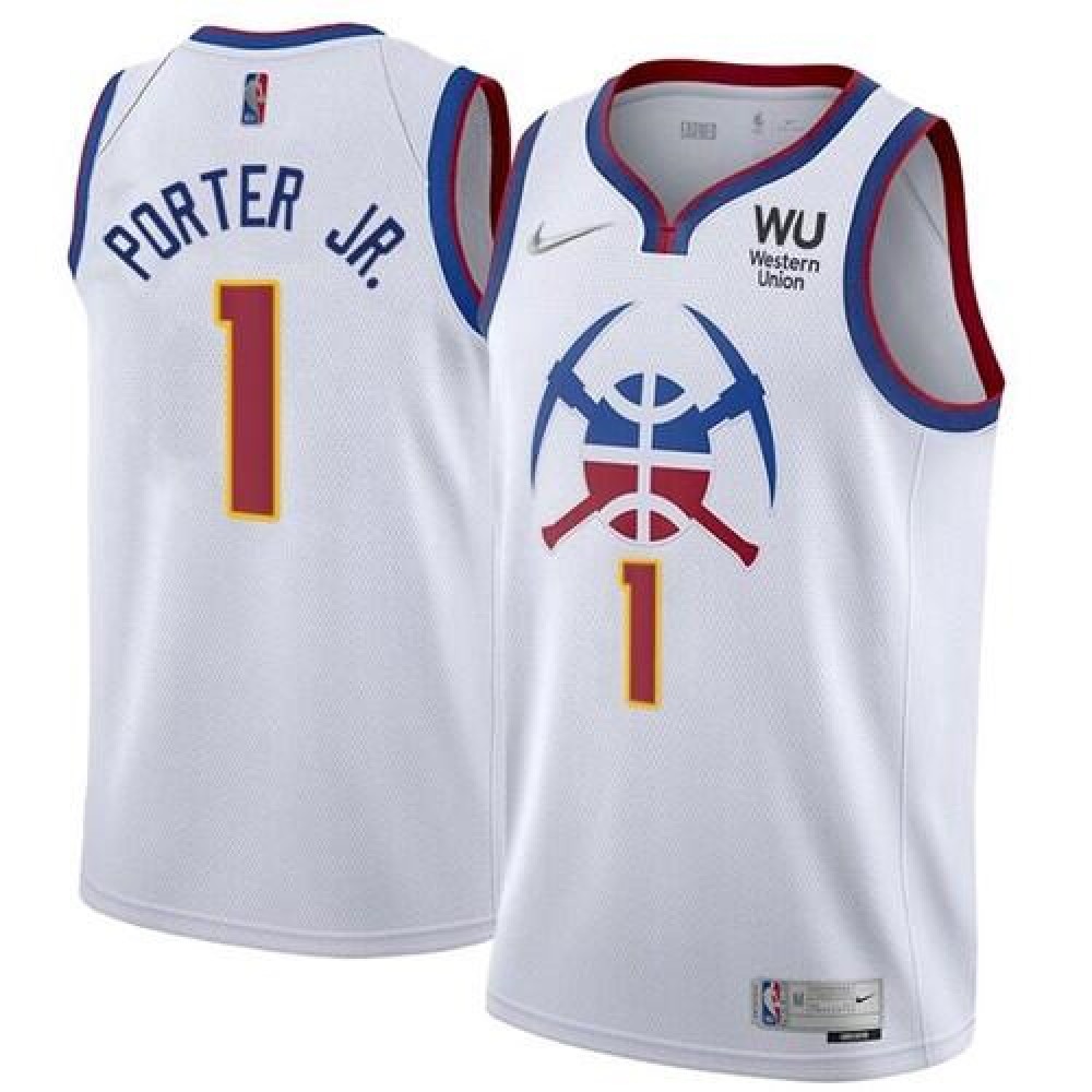 1 Denver Nuggets White Jersey - - Basketball Fan Gear