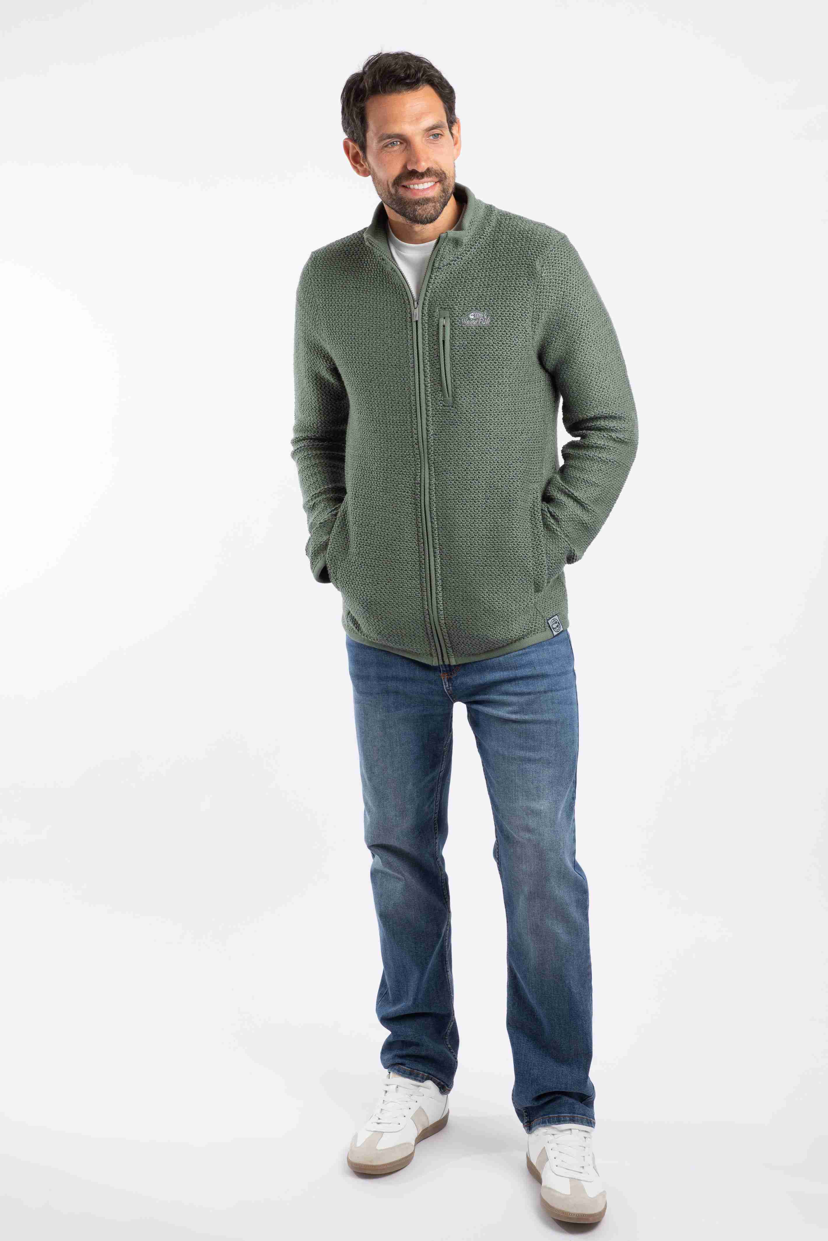 Transom Full Zip Macaroni Sweatshirt Army Green