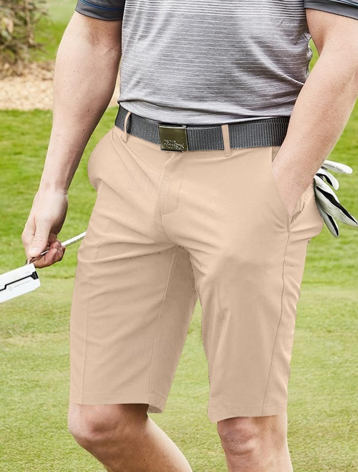 Men's Shorts Dress Shorts Golf Shorts Pocket Straight Leg Plain Quick Dry No-Iron Knee Length Outdoor Daily Running Fashion Business Black Navy Blue Stretchy