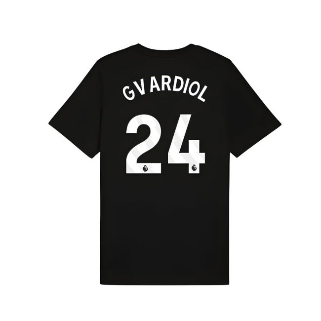 2025-2026 Man City FtblESS Tee (Black) (Gvardiol 24)