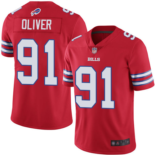 Authentic NFL s Buffalo Bills #91 Ed Oliver Red Limited Jersey