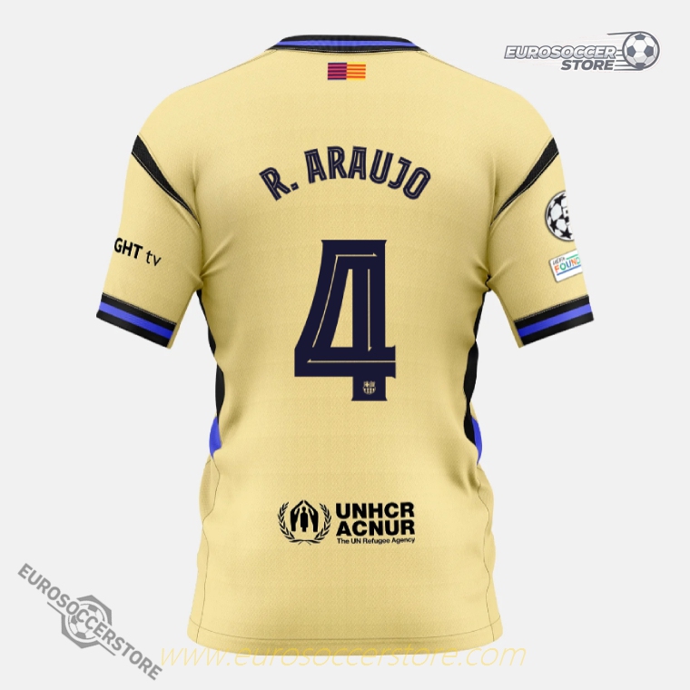 Barcelona 25-26 Season Away Champions League Jersey, Featuring R. ARAUJO with Jersey Number 4