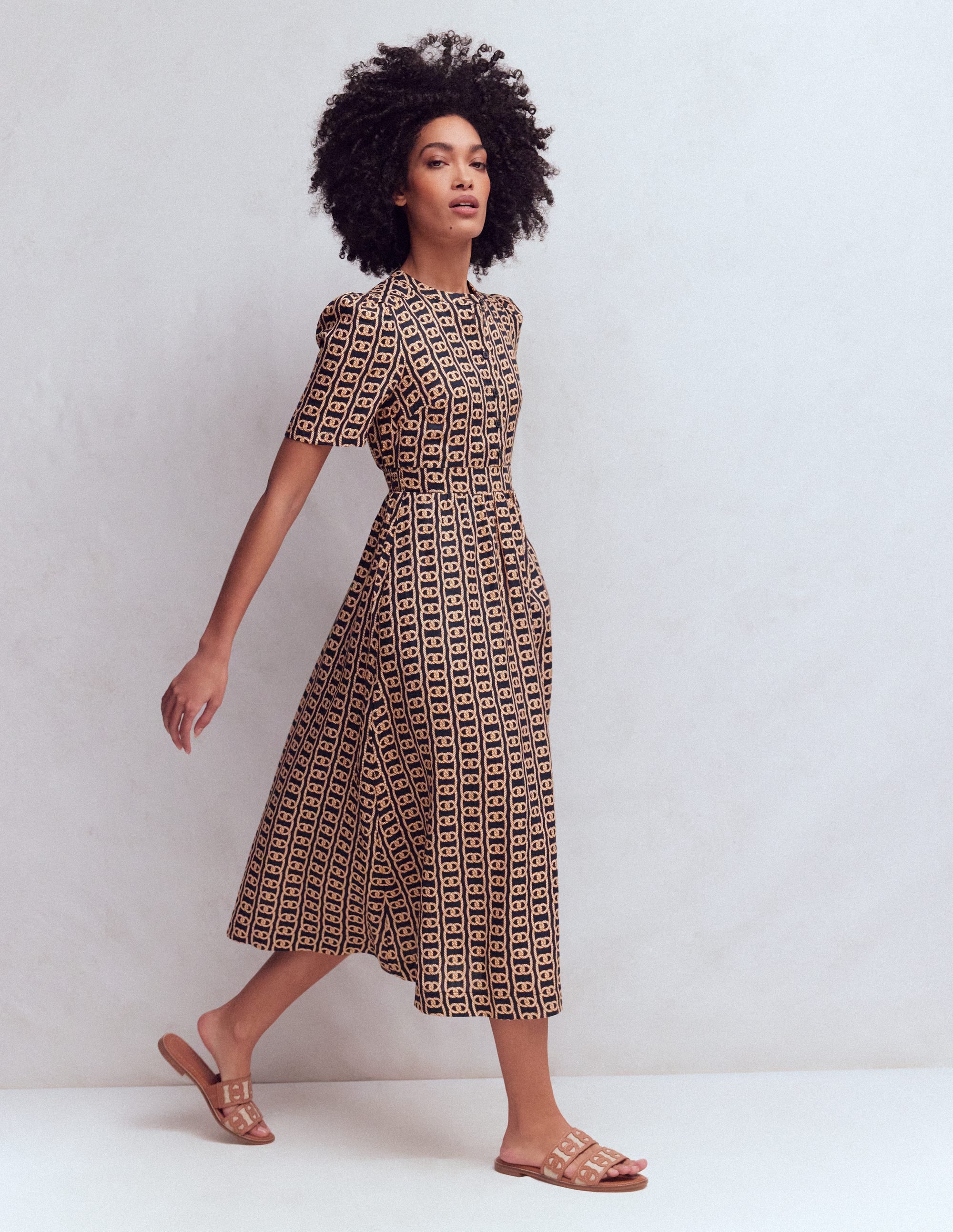 Ivy Placket Linen Midi Dress
