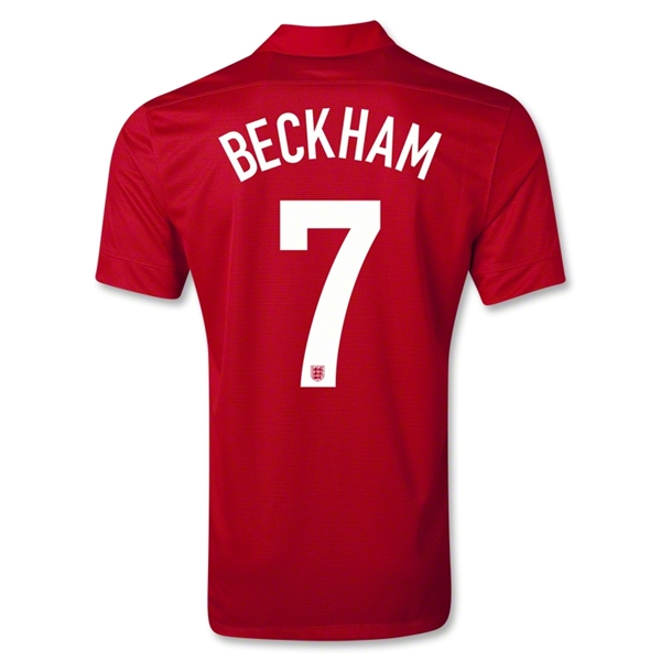 2013 England 7 BECKHAM Away Red Jersey Shirt - Official Replica 4403