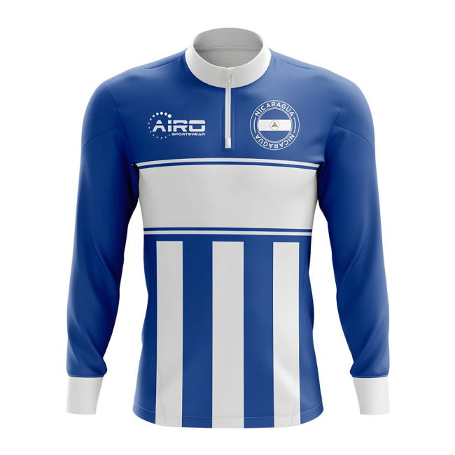 Official Nicaragua Concept Football Half Zip Midlayer Top (Blue-White)