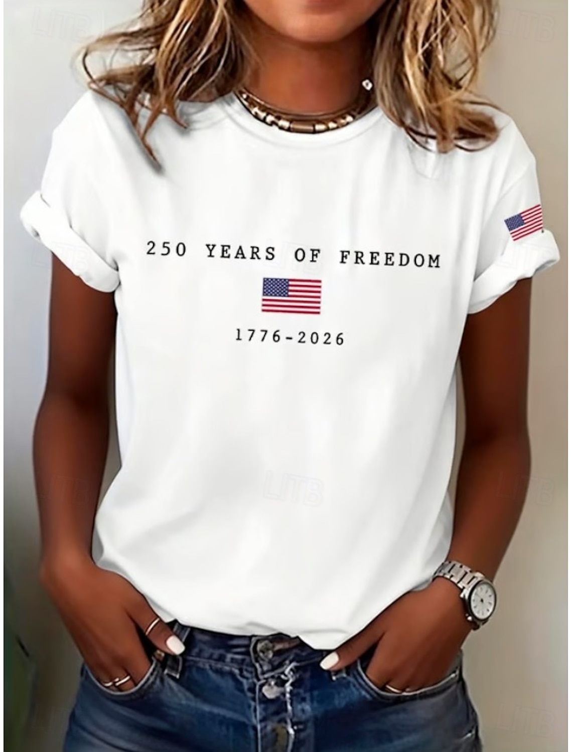 American Independence Day Women's T Shirt Print Graphic Independence Day Vintage Stylish Classic Short Sleeve Crew Neck V Neck Regular Tops Daily Blue Black White Red Gray Summer Spring