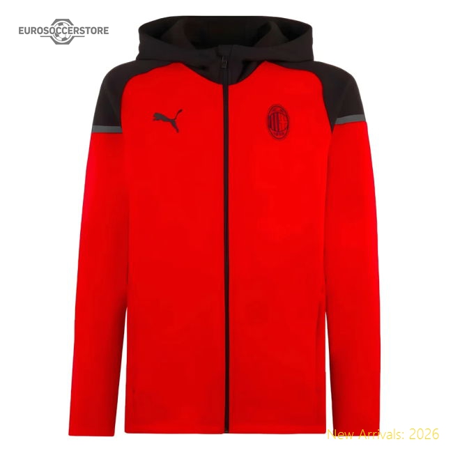 Match-Day 2023-2024 Ac Milan Casuals Hooded Jacket (Red)