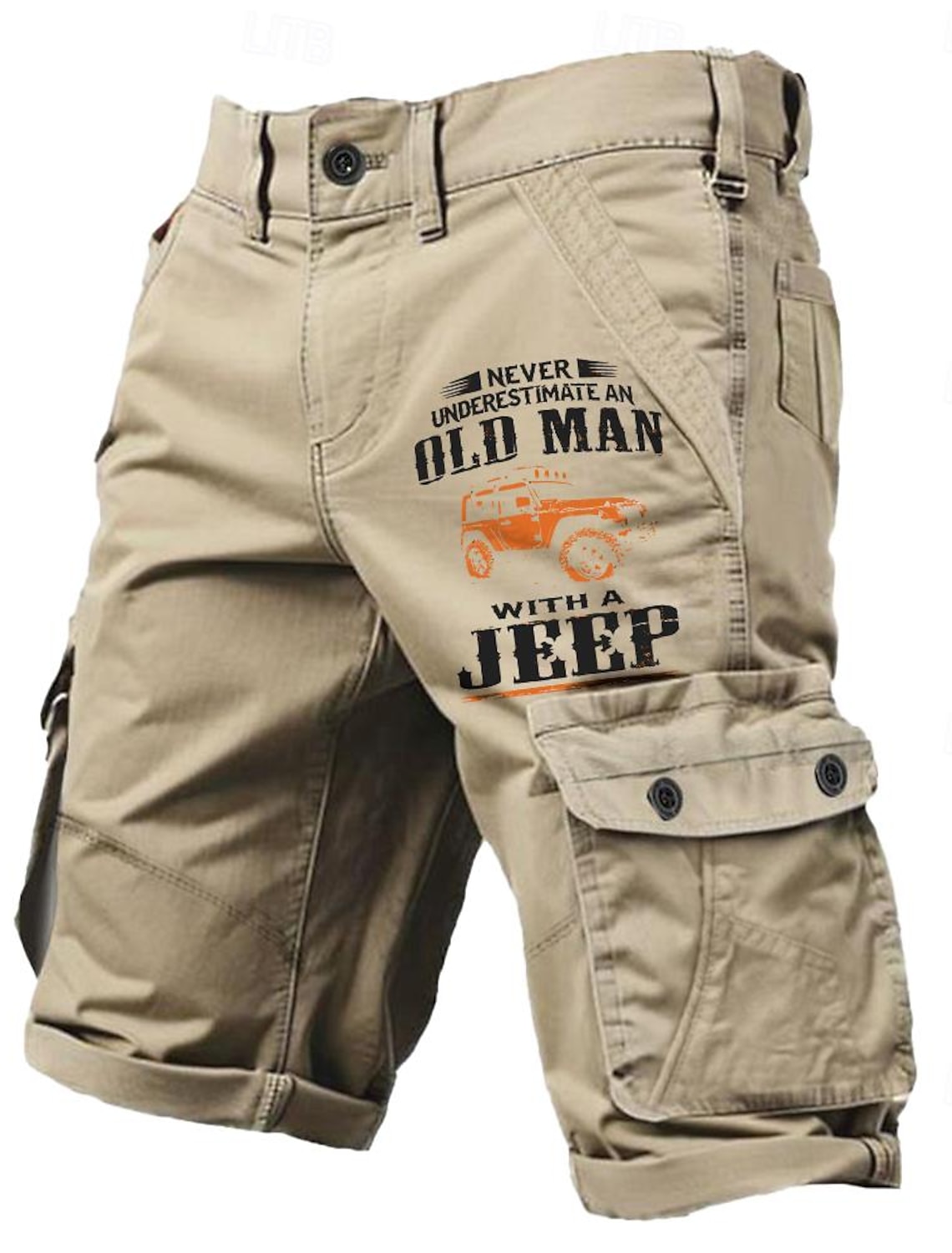 Mens Graphic T-Shirt Never Underestimate An Old Man With A Jeep Design Short Sleeve