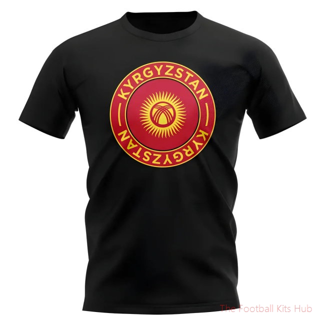 Kyrgyzstan Football Badge T-Shirt (Black)