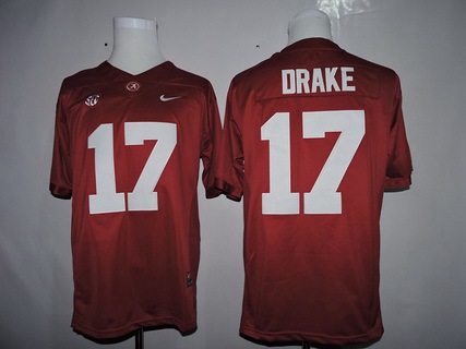 Men's ALA Tide #17 Kenyan Drake Red 2024 away jersey college football