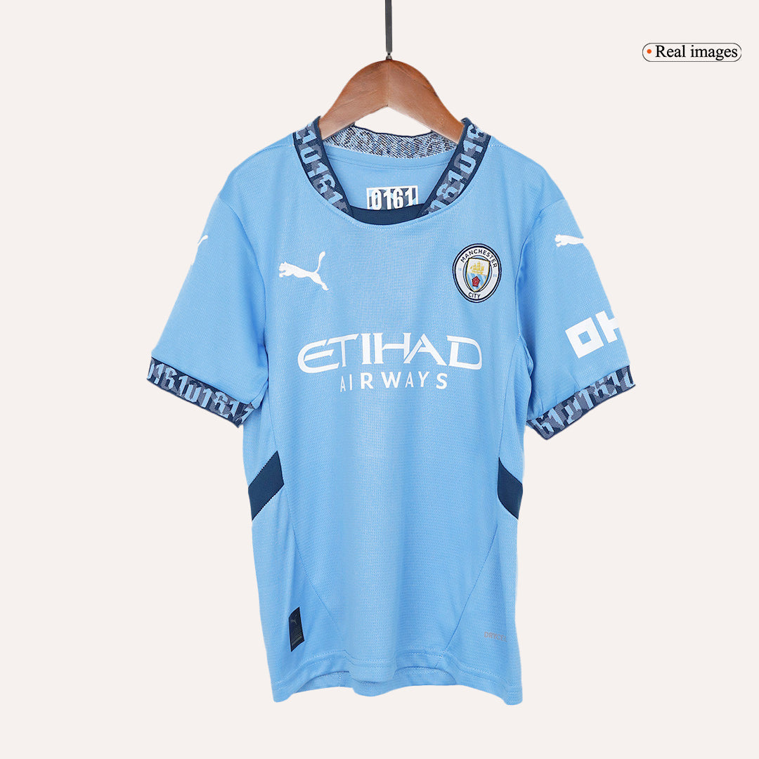 Kid's Manchester City Home Soccer Jersey Kit(Jersey+Shorts) 2024/25Aut