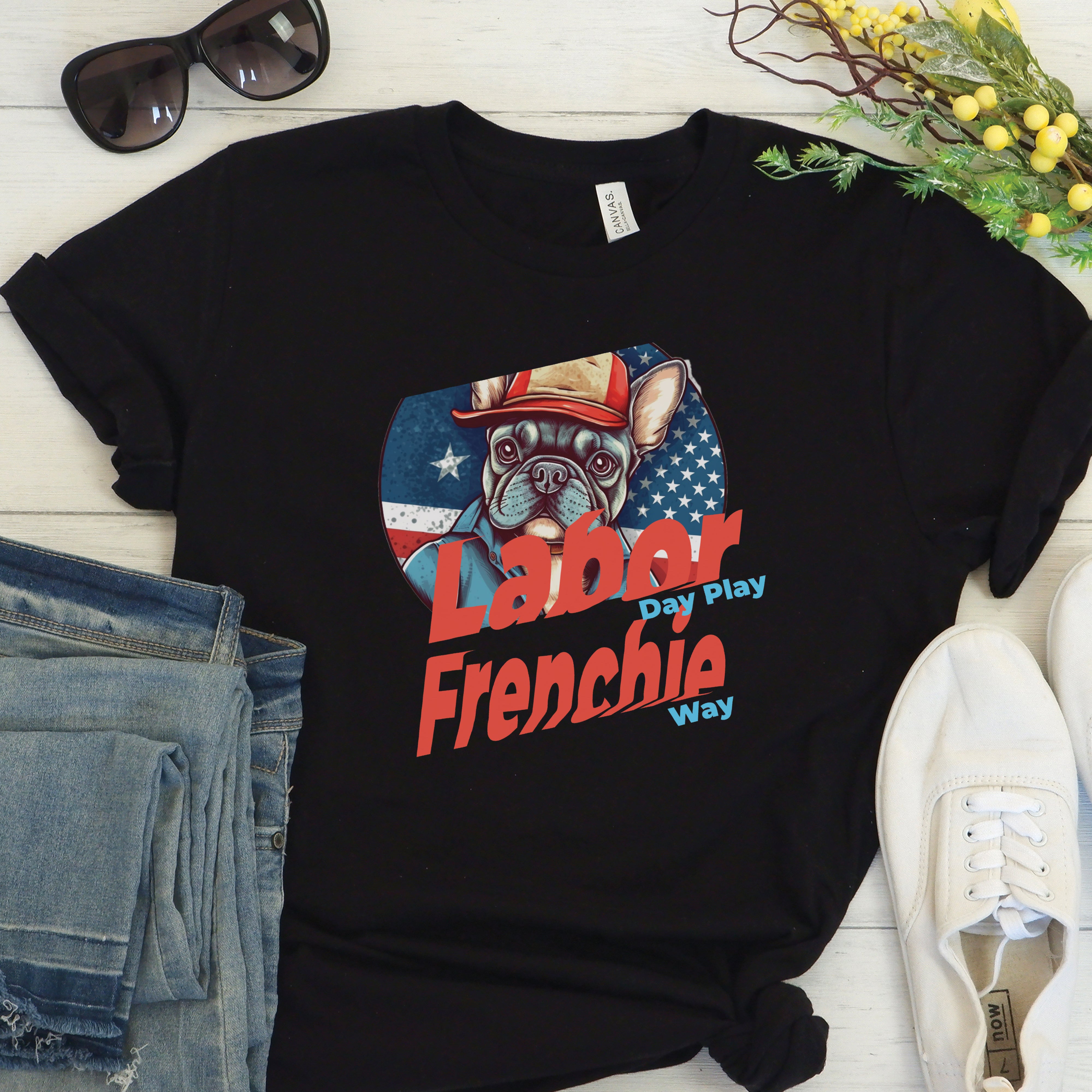 Chic Labor Day Bulldog Tee - Unisex T-Shirt