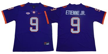 Men's Clemson CLE Purple 2019 premium Travis Etienne #9 stitched