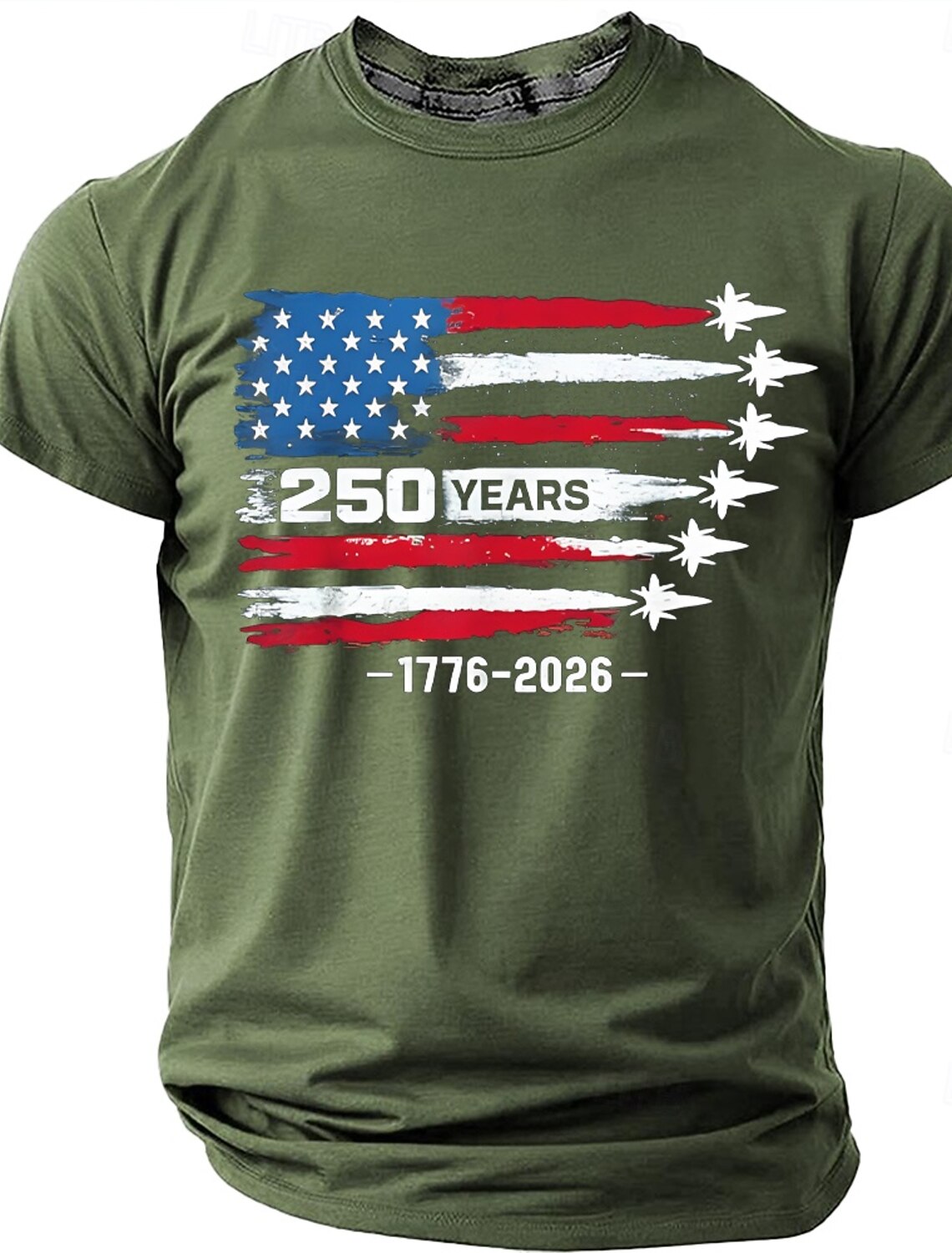4th of July 2026 250th Men's 250 Years 1776 2026 Fighter Jets American Flag Patriotic 250th Anniversary Military Air Force Graphic T Shirt Casual Navy Blue Designer Apparel S M L XL XXL XXXL