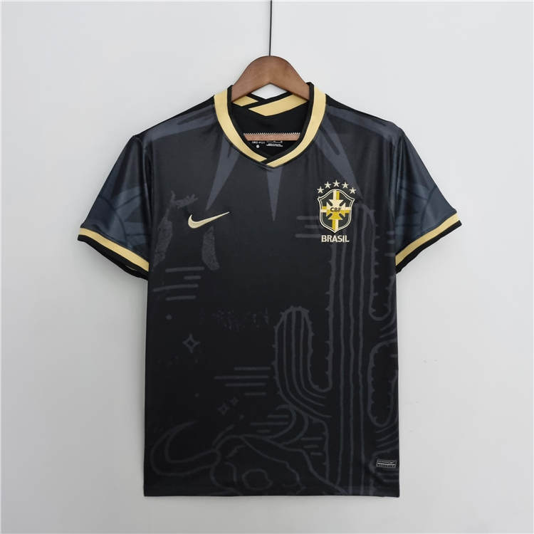 Licensed Elite Authentic Quick Dry 2022 BRAZIL BLACK SHIRT