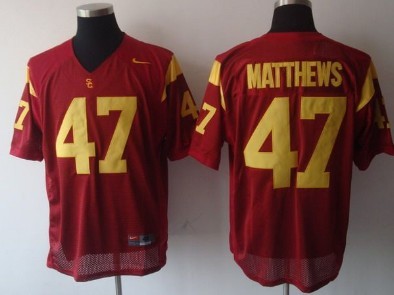 comfortable Men's None Matthews Red #47 Red 2024 Football Jersey