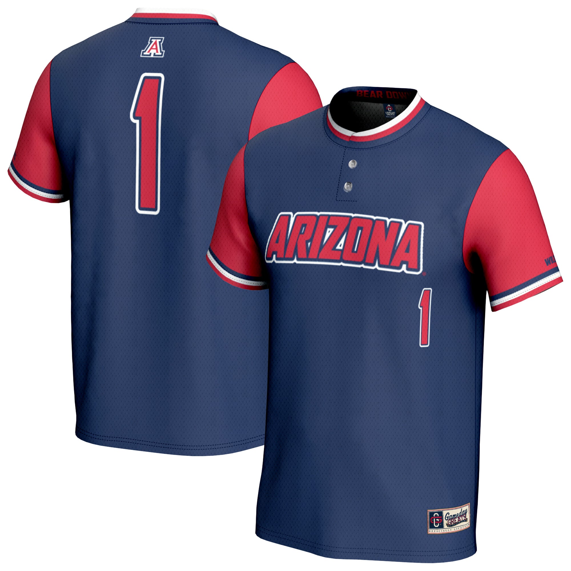 Arizona Wildcats GameDay Greats Unisex Lightweight Softball Fashion Jersey - Navy