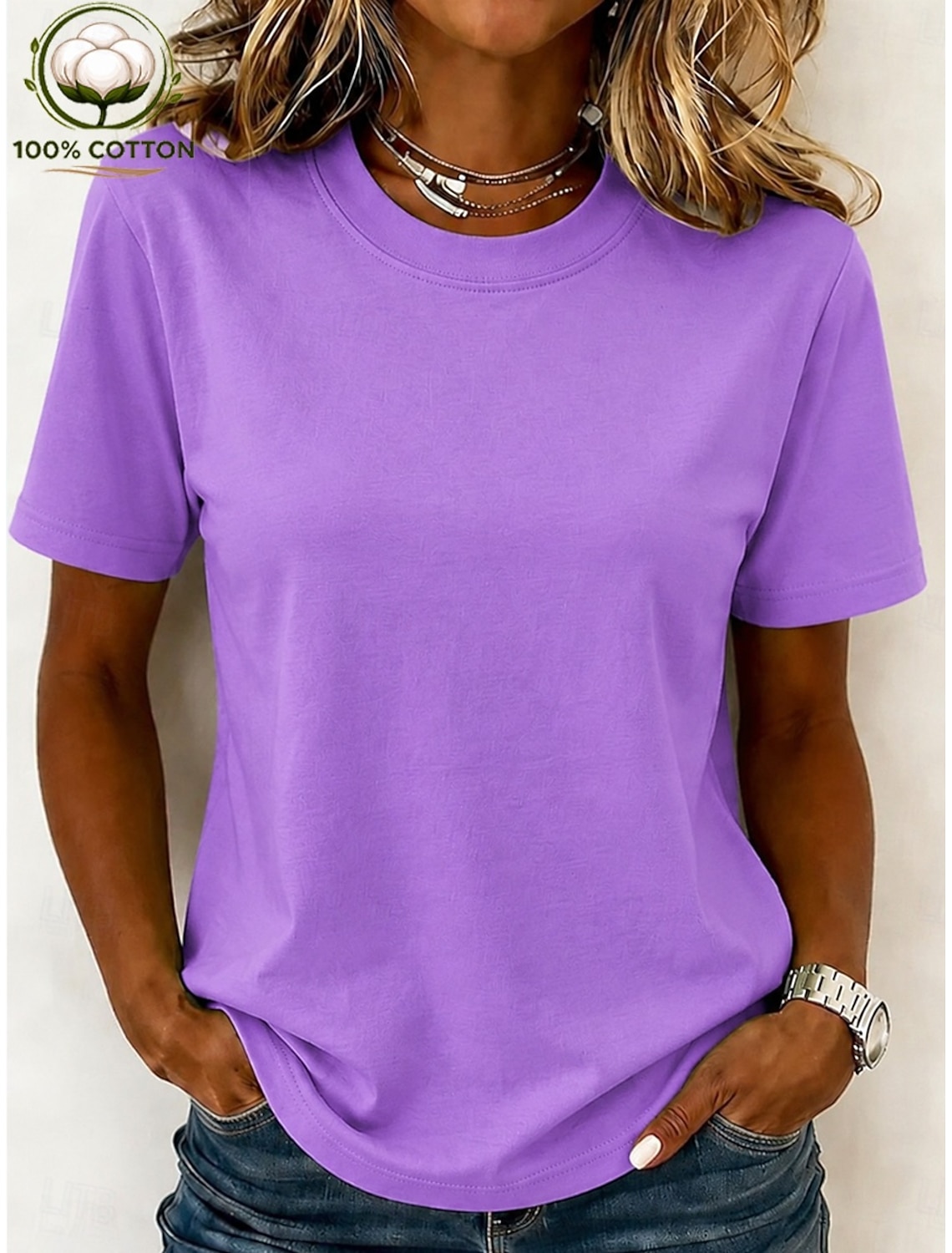 Women's 100% Cotton T-Shirts - Quality Basic Short Sleeve V Neck Tee