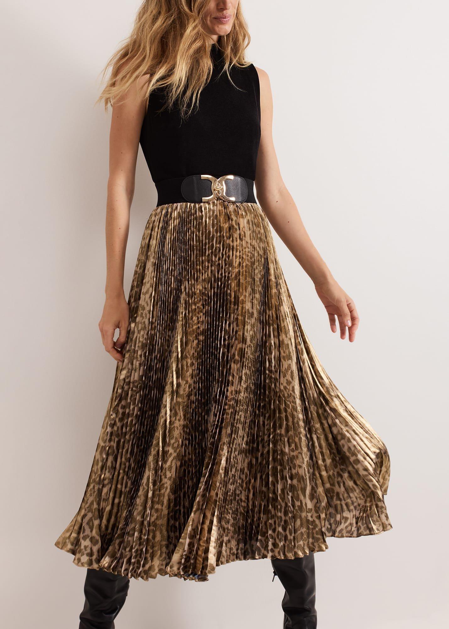 Meloni Jersey Leopard Pleat Midi Dress