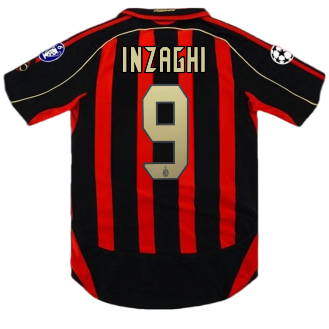 Lightweight INZAGHI 9 AC Milan 0607 Retro Champion League Home Shirt
