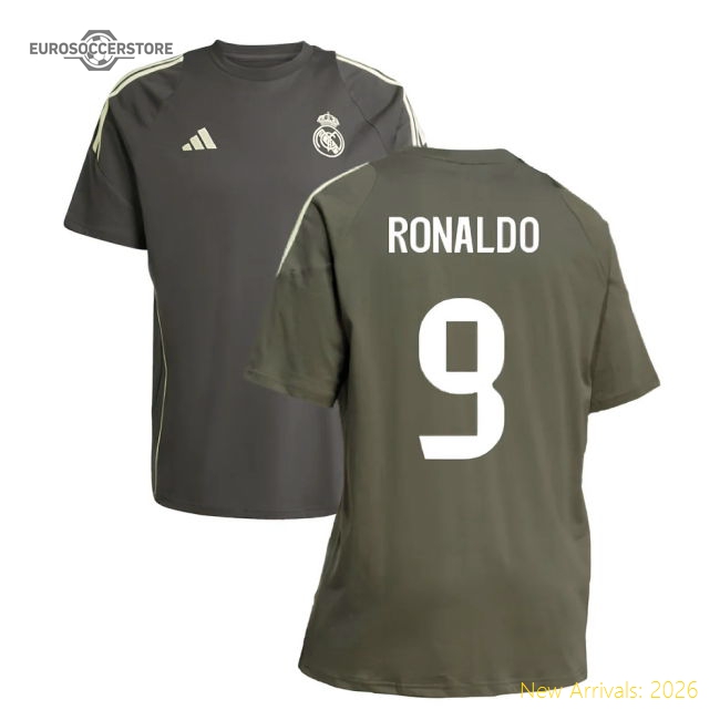 2025-2026 Madrid Real Madrid Training Tee (Utility Grey) (Ronaldo 9)
