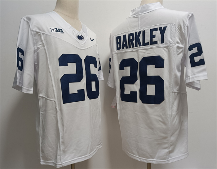 Men's None White 2024 authentic Saquon Barkley #26 match worn Jersey