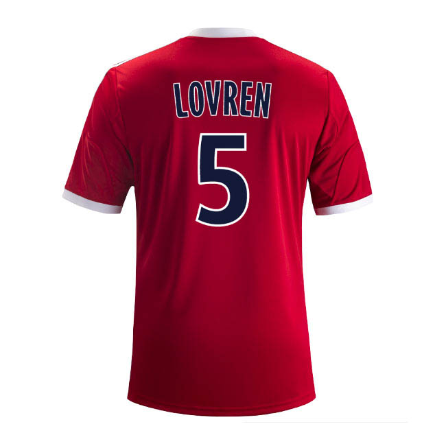 Breathable 13-14 Olympique Lyonnais 5 Lovren Away Red Jersey Shirt