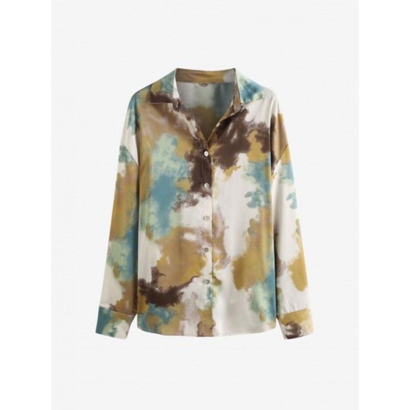 Loose Tie Dye Button Down Shirt GT9042