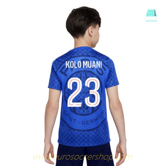 2025-2026 PSG Academy Pro Home Pre Match Shirt (Royal) - Kids (Kolo Muani 23)