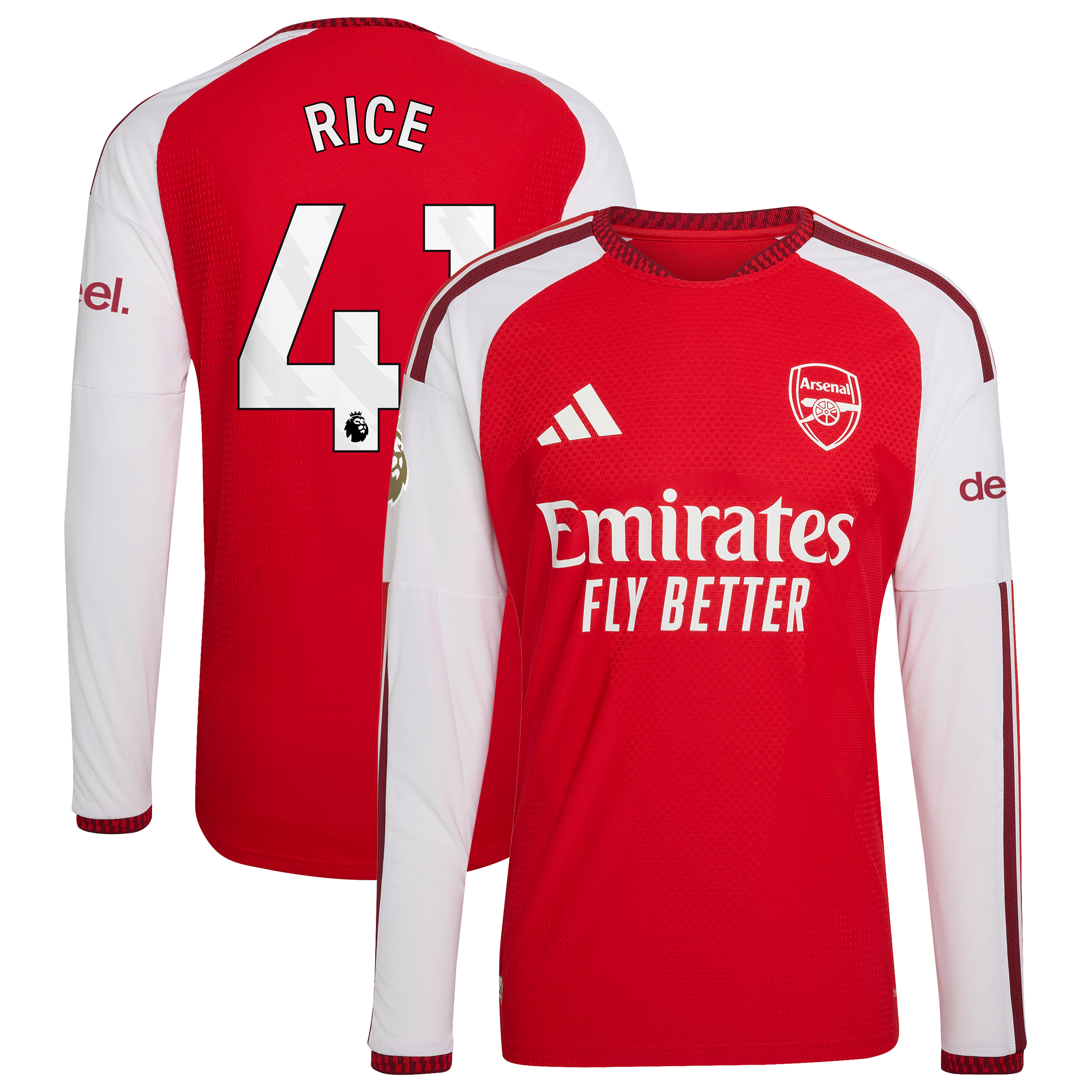 [ESK] Declan Rice #41 Arsenal 2026/27 Home Authentic Long Sleeve Jersey - Red