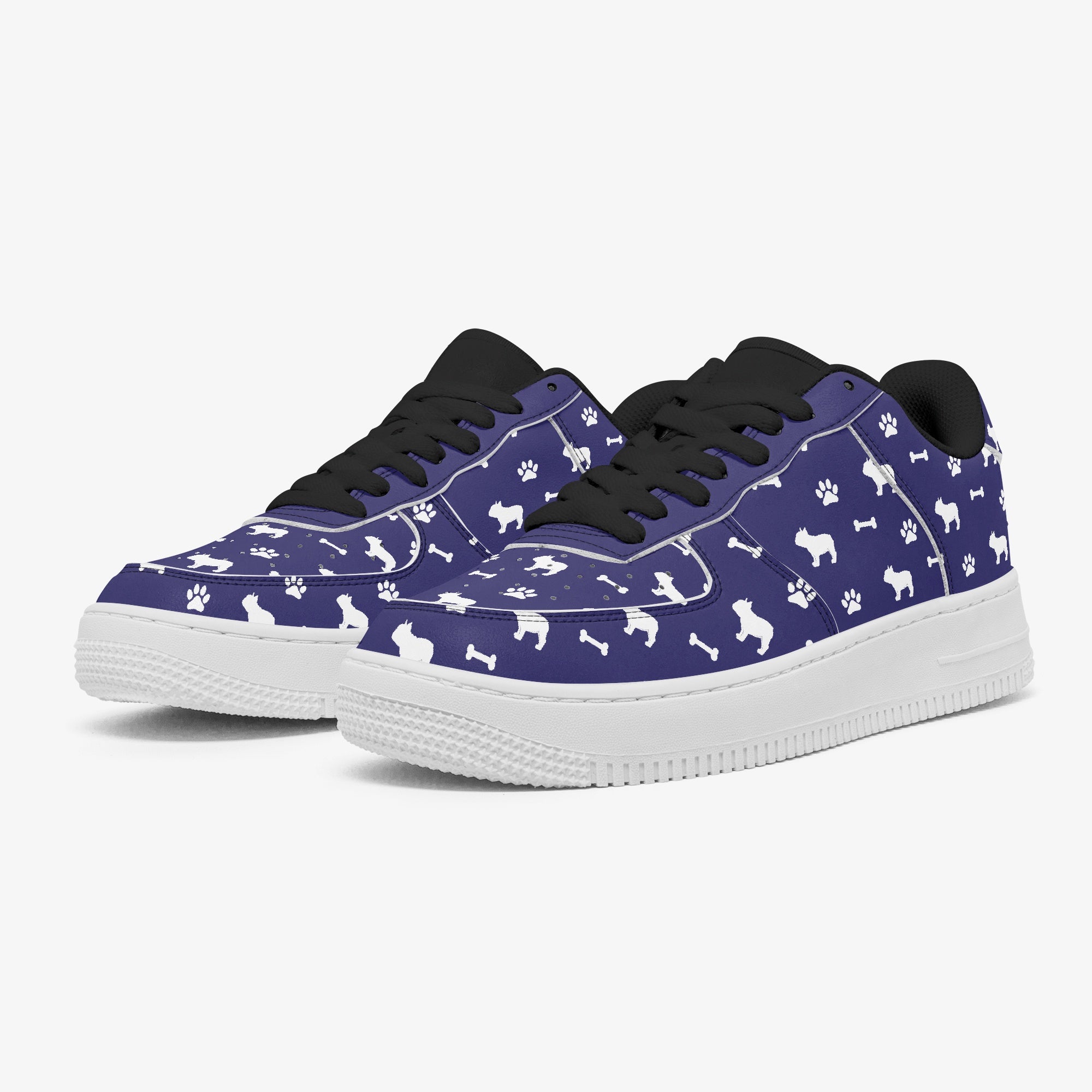 French Bulldog Nickel Low Top Leather Sneakers Cozy Paw Wear