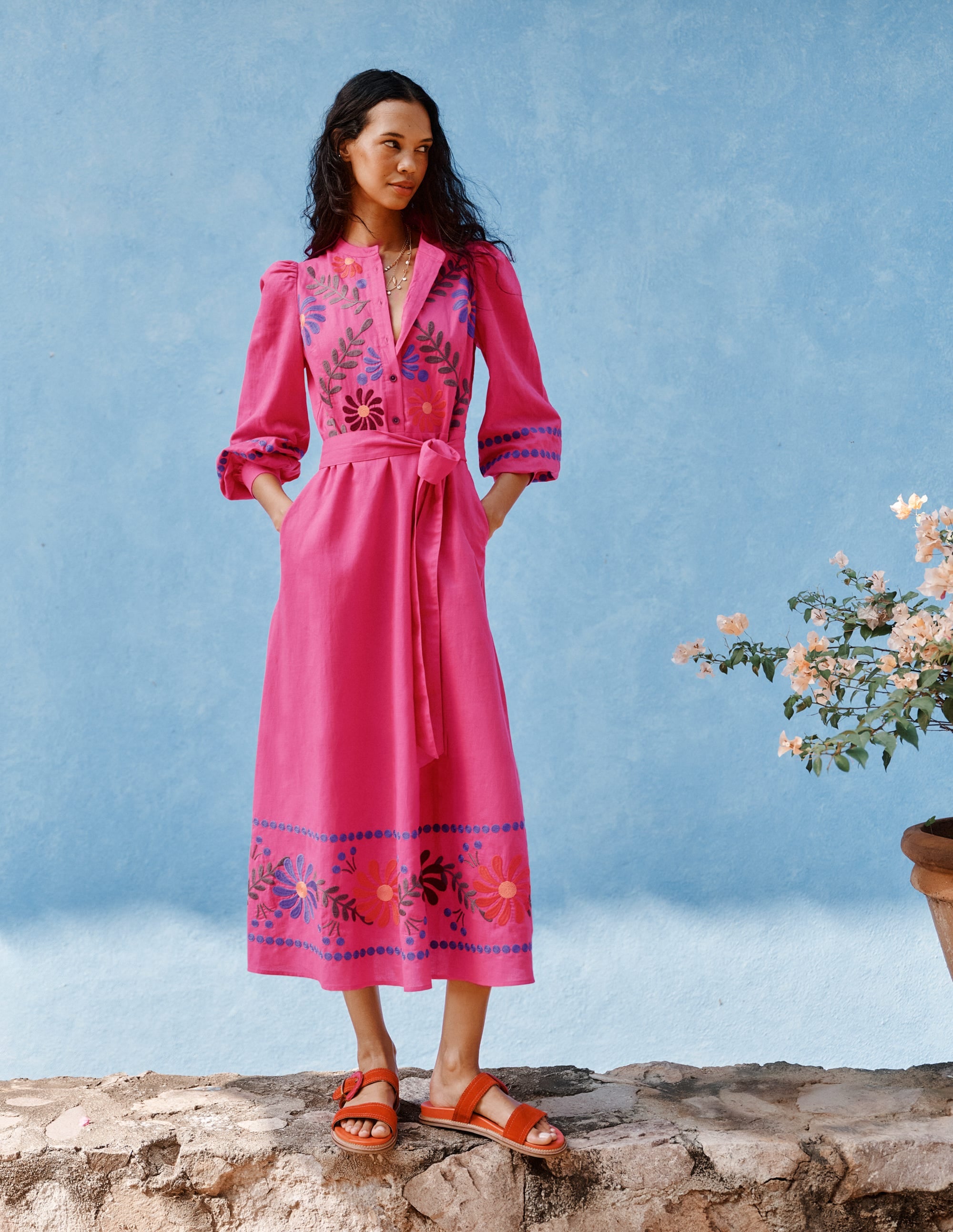 Ava Linen Blend Midi Dress